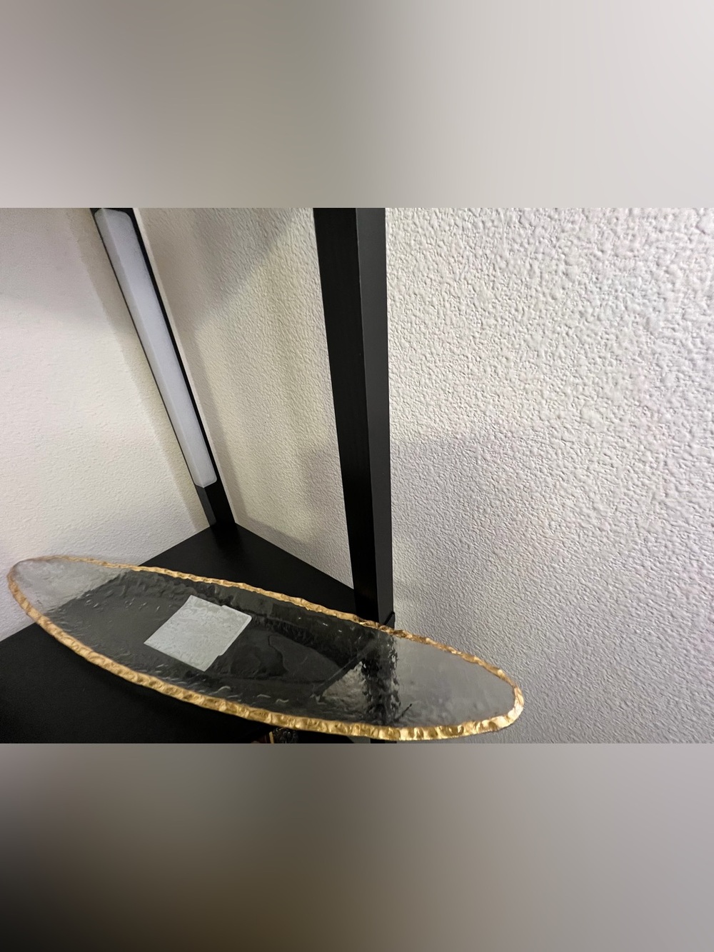 Oval clear textured bowl with gold trim
